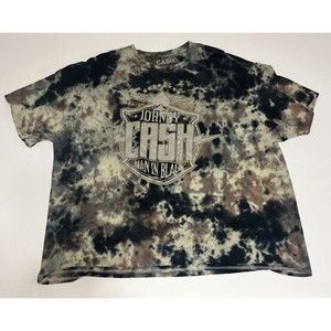 Johnny Cash T Shirt Men 2X Brown Tie Dye Graphic Man In Black Short Sleeve Top